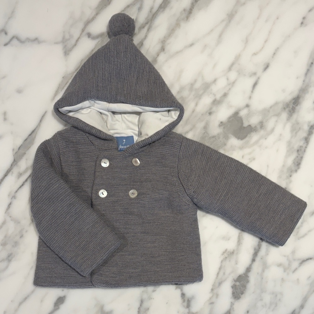 Jacadi Cream and Gray Baby Jacket